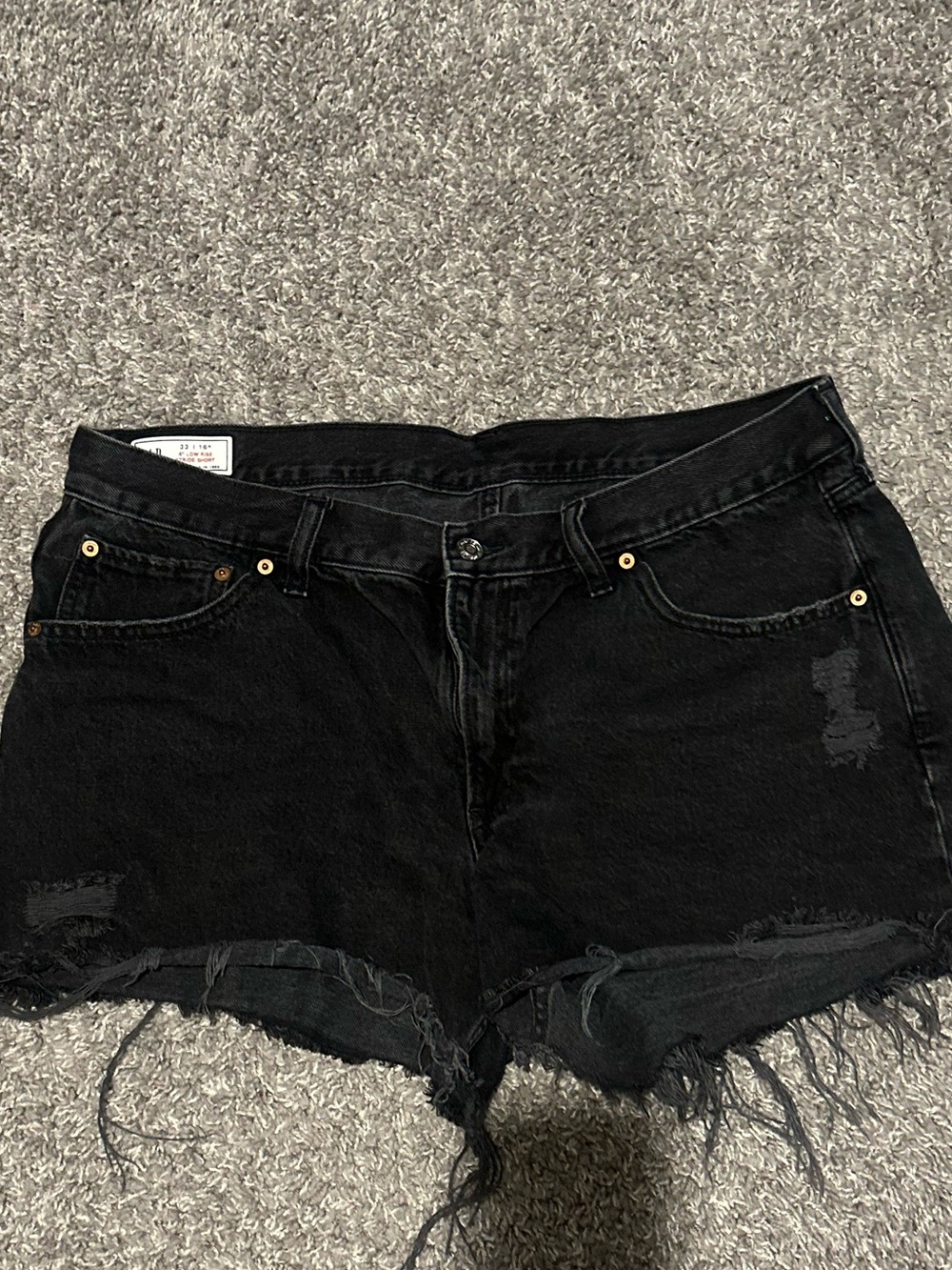 GAP Black Distressed Frayed Denim Shorts